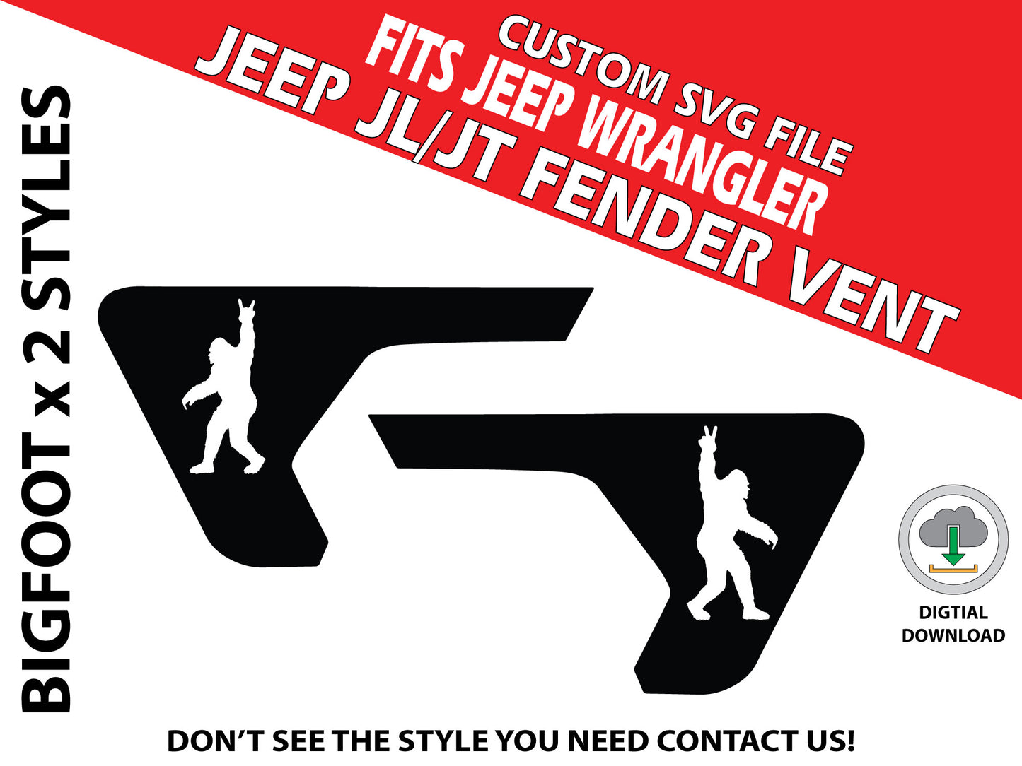 Digital Instant File, SVG Vector, Fits Jeep Wrangler JL/JT 2018+, Cricut Decal/Sticker Cut file, Bigfoot