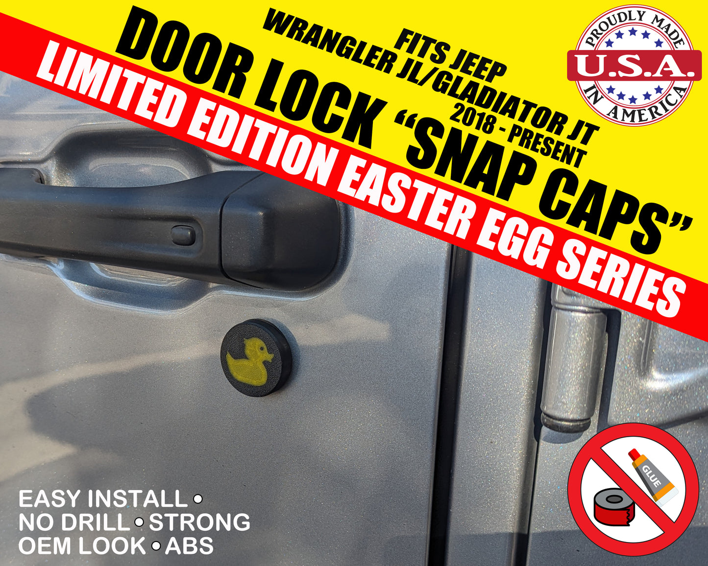 Jeep Wrangler JL/Gladiator JT Door Lock Easter Egg "Snap Caps" **Limited Edition**