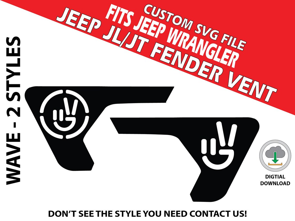 Digital Instant File, SVG Vector, Fits Jeep Wrangler JL/JT 2018+, Cricut Decal/Sticker Cut file, Wave