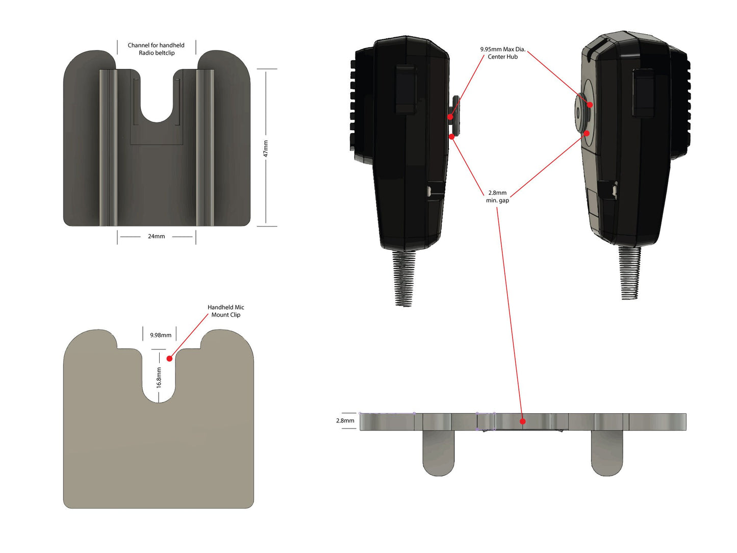 Fits 2011-18 Jeep Wrangler JK CB/MIC/Handheld Radio Dash Mount - No Drill