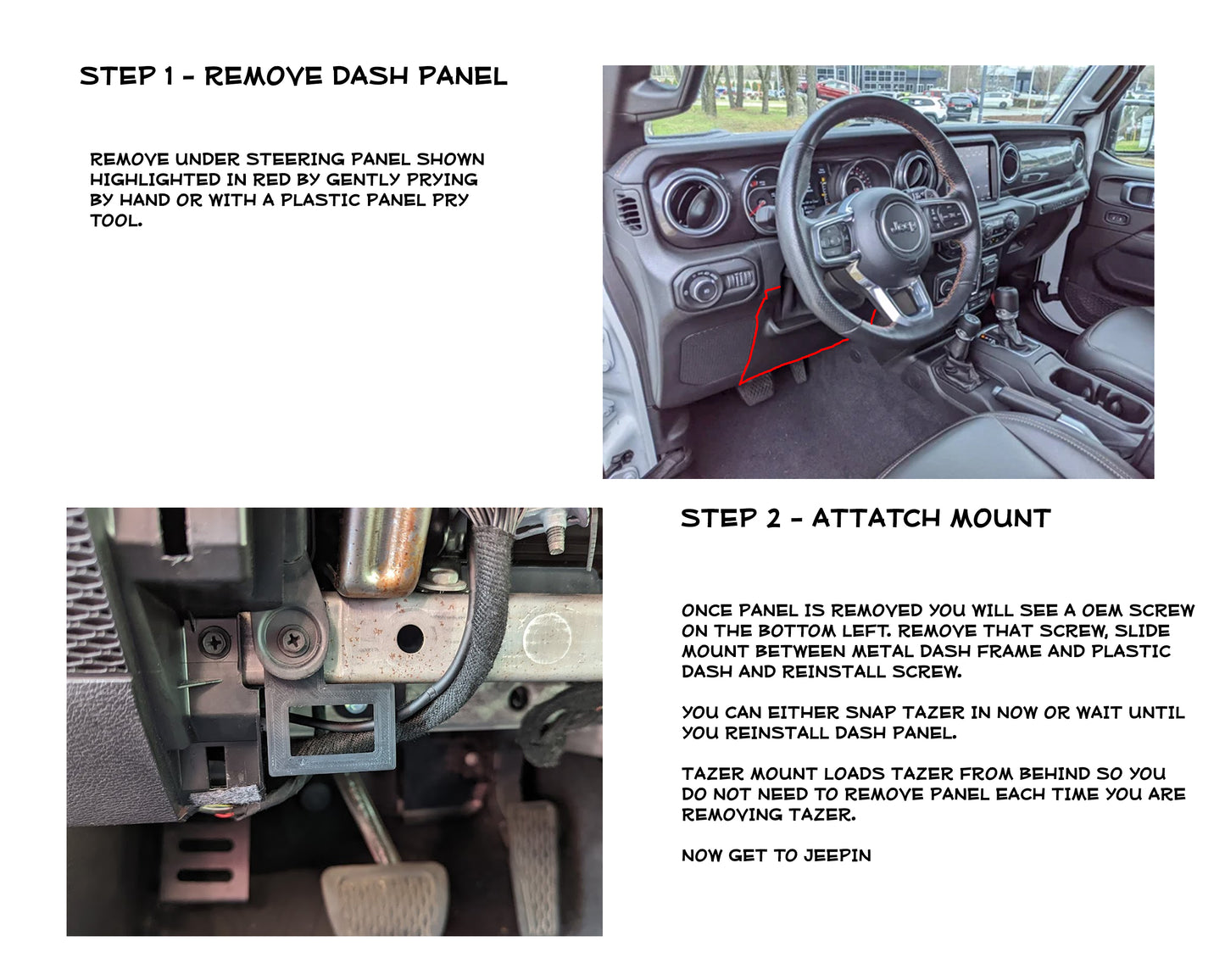 Tazer Mount Instructions - Black ABS