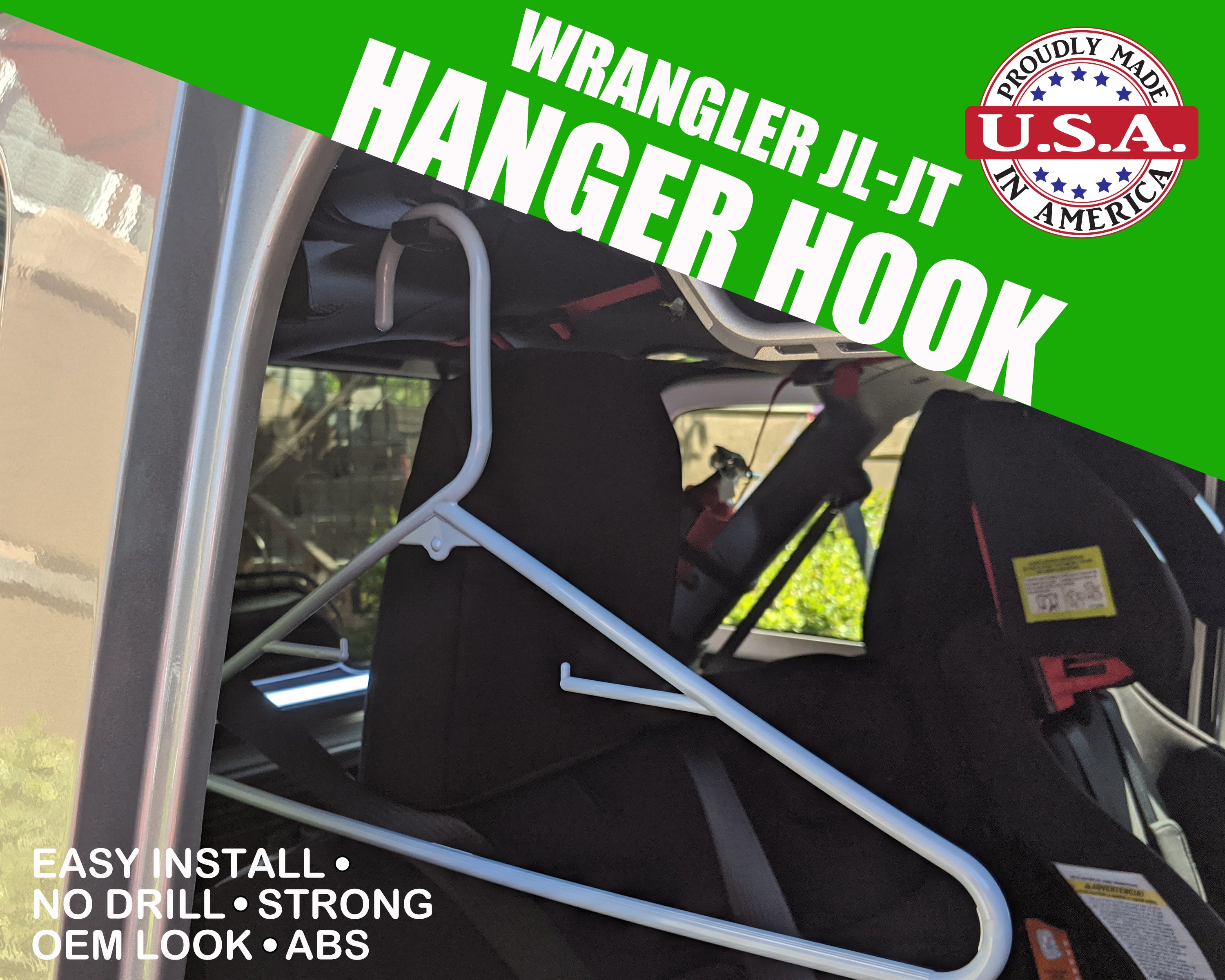 thumbnail image 2 of SHINEKA Roll Bar Mount Coat Hanger Hooks For Jeep Wrangler – Fits YJ, TJ, LJ, JK, JKU, JL, JT 2 of 3