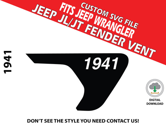 Digital Instant File, SVG Vector, Fits Jeep Wrangler JL/JT 2018+, Cricut Decal/Sticker Cut file, 1941