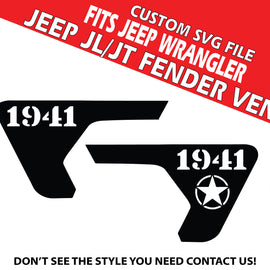 Digital Instant File, SVG Vector, Fits Jeep Wrangler JL/JT 2018+, Cricut Decal/Sticker Cut file, 1941