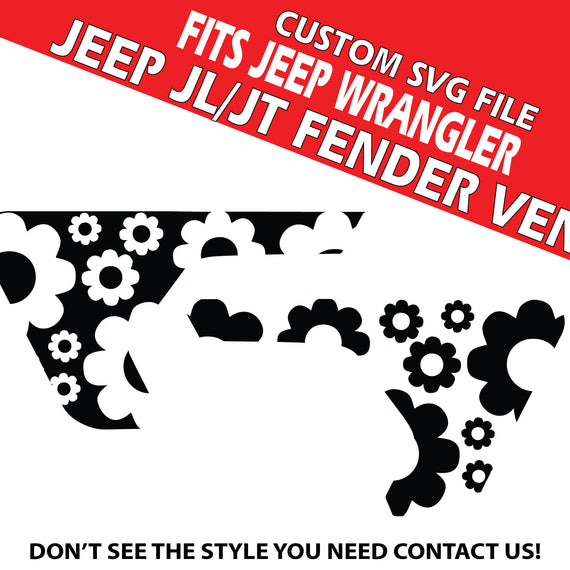 Digital Instant File, SVG Vector, Fits Jeep Wrangler JL/JT 2018+, Cricut Decal/Sticker Cut file, Daisies