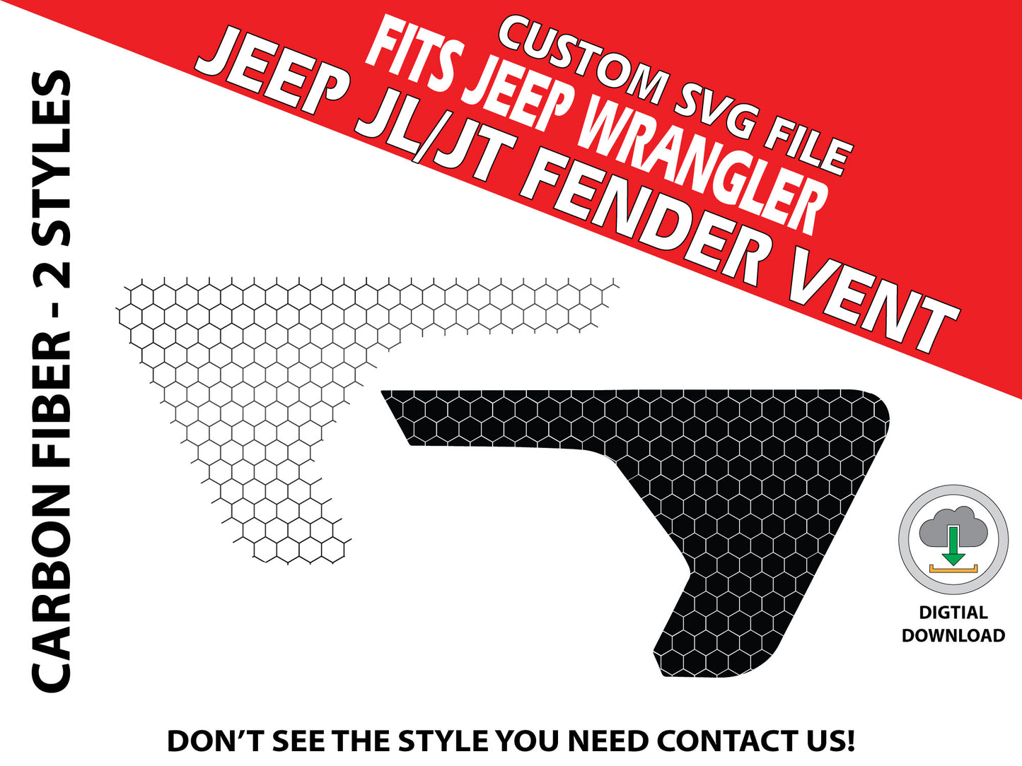 Digital Instant File, SVG Vector, Fits Jeep Wrangler JL/JT 2018+, Cricut Decal/Sticker Cut file, Carbon Fiber