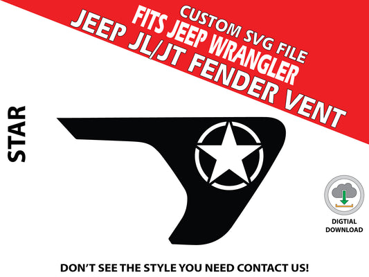 Digital Instant File, SVG Vector, Fits Jeep Wrangler JL/JT 2018+, Cricut Decal/Sticker Cut file, STAR