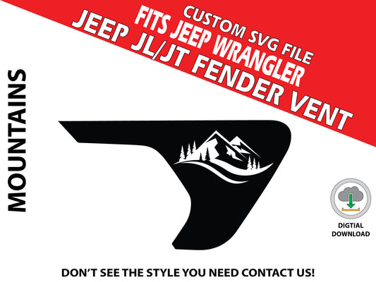 Digital Instant File, SVG Vector, Fits Jeep Wrangler JL/JT 2018+, Cricut Decal/Sticker Cut file, Mountains